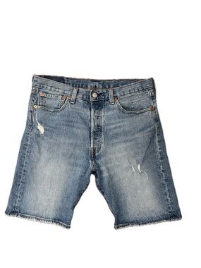 Levi's 501 Distressed Light Blue Denim Shorts